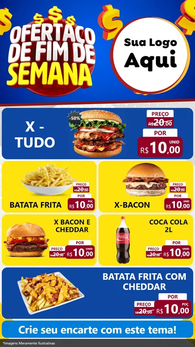 Modelo de TV para TV Vertical com o tema Ofertaço de Fim de Semana para Hamburgueria