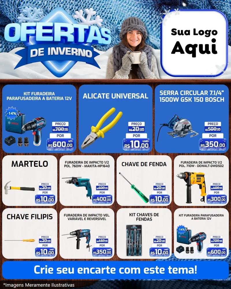 Modelo de Rede Social para Feed Instagram com o tema Ofertas de Inverno para Maquinas e Ferramentas