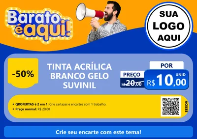 Modelo de Cartaz para Cartaz A4 Horizontal com o tema Barato é aqui para Tintas e Ferramentas