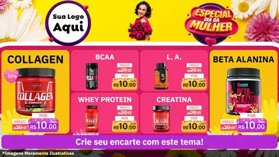 Modelo de TV para TV Horizontal com o tema Especial Dia da Mulher para Suplementos alimentares