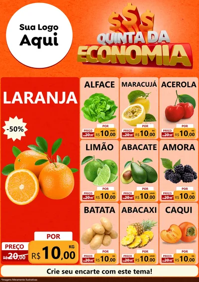 Modelo de Encarte para Encarte A4 Vertical com o tema Quinta da Economia para Hortifrúti