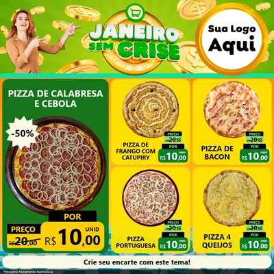 Modelo de Rede Social para Feed Facebook com o tema Janeiro Sem Crise para Pizzaria