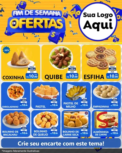 Modelo de Rede Social para Feed Instagram com o tema Fim de Semana de Ofertas para Salgadaria