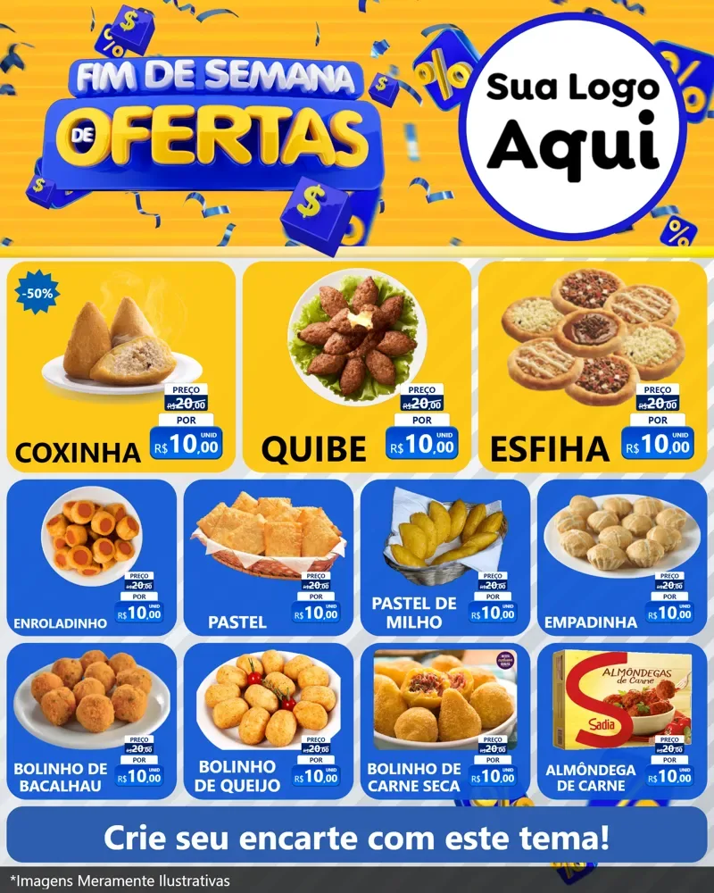 Modelo de Rede Social para Feed Instagram com o tema Fim de Semana de Ofertas para Salgadaria