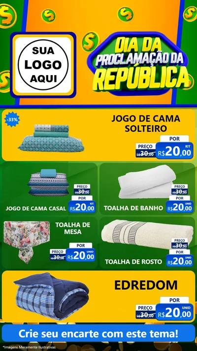 Modelo de TV para TV Vertical com o tema Dia Da Proclamação da República para Cama, Mesa e Banho