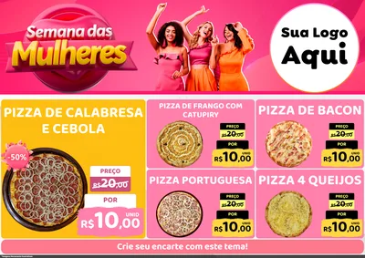 Modelo de Encarte para Encarte A4 Horizontal com o tema Semana das Mulheres para Pizzaria