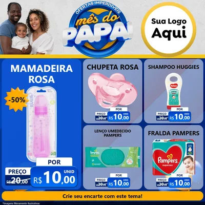 Modelo de Rede Social para Feed Facebook com o tema Ofertas Imperdíveis Mês Do Papai para Bebês