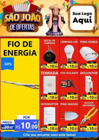 Modelo de Encarte para Encarte A4 Vertical com o tema São João de Ofertas para Materiais Elétricos