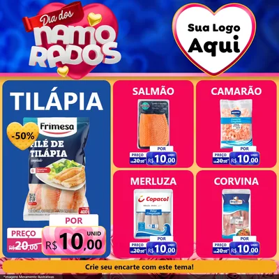 Modelo de Rede Social para Feed Facebook com o tema Dia dos namorados para Peixaria