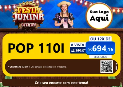 Modelo de Cartaz para Cartaz A4 Horizontal com o tema Festa Junina Ofertas para Concessionaria de Motos