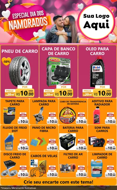 Modelo de Encarte para Encarte Grande com o tema Especial Dia dos Namorados para Auto peças