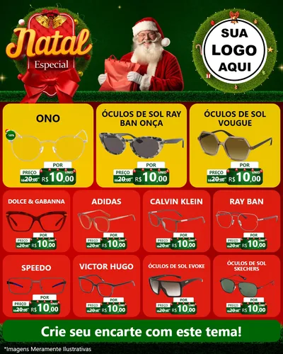 Modelo de Rede Social para Feed Instagram com o tema Natal Especial para Óticas