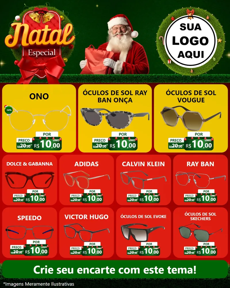 Modelo de Rede Social para Feed Instagram com o tema Natal Especial para Óticas
