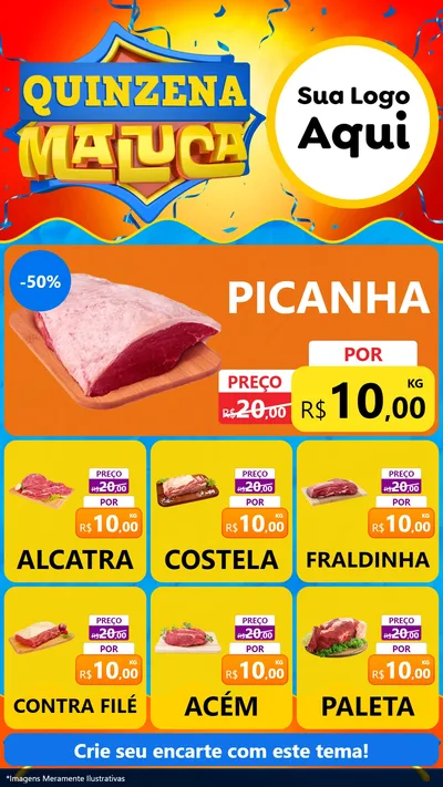 Modelo de Rede Social para Stories com o tema Quinzena Maluca para Açougue
