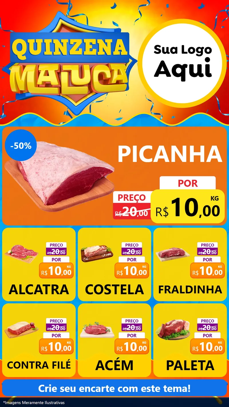 Modelo de Rede Social para Stories com o tema Quinzena Maluca para Açougue