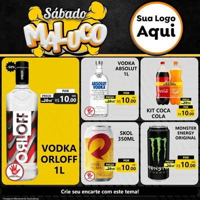 Modelo de Rede Social para Feed Facebook com o tema Sábado Maluco para Distribuidora de bebidas