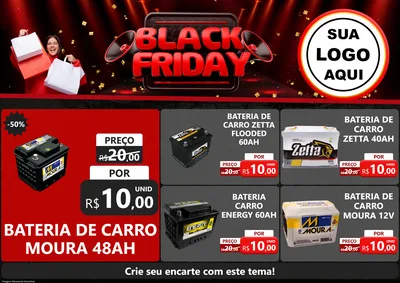 Modelo de Encarte para Encarte A4 Horizontal com o tema Black Friday para Baterias Elétricas