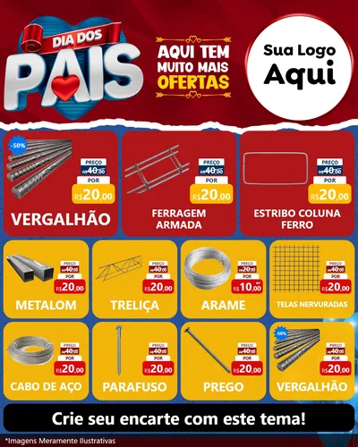 Modelo de Rede Social para Feed Instagram com o tema Dia dos Pais para Ferragens