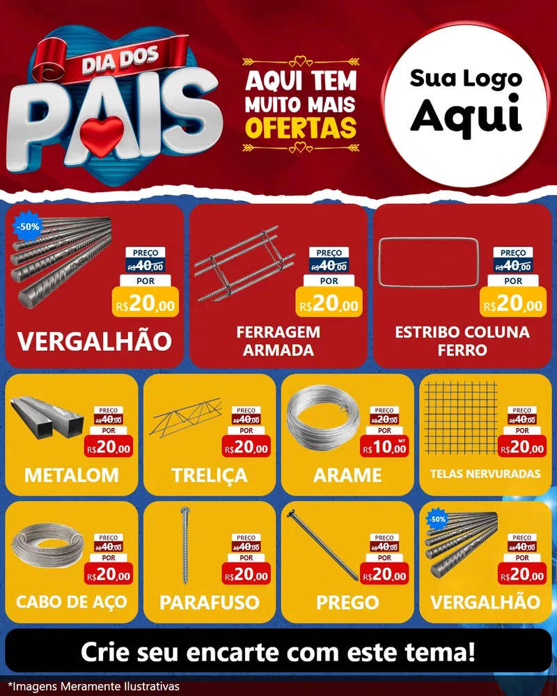 Modelo de Rede Social para Feed Instagram com o tema Dia dos Pais para Ferragens