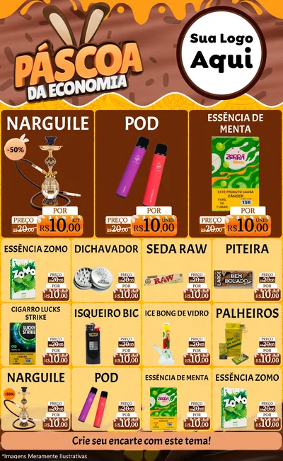 Modelo de Encarte para Encarte Grande com o tema Páscoa da Economia para Tabacaria