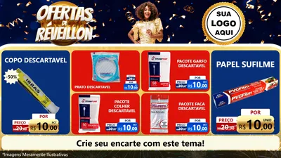 Modelo de TV para TV Horizontal com o tema Ofertas de Réveillon para Embalagens