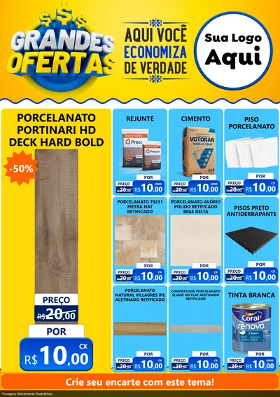 Modelo de Encarte para Encarte A4 Vertical com o tema Grandes Ofertas para Pisos e revestimentos