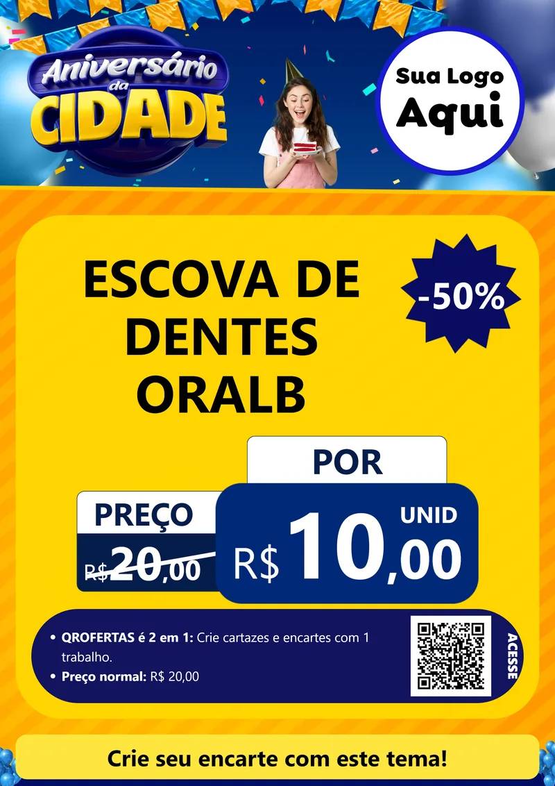 Modelo de Cartaz para Cartaz A4 Vertical com o tema Aniversário da Cidade para Higiene Pessoal
