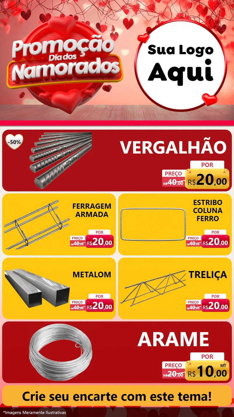 Modelo de TV para TV Vertical com o tema Promoção Dia dos Namorados para Ferragens