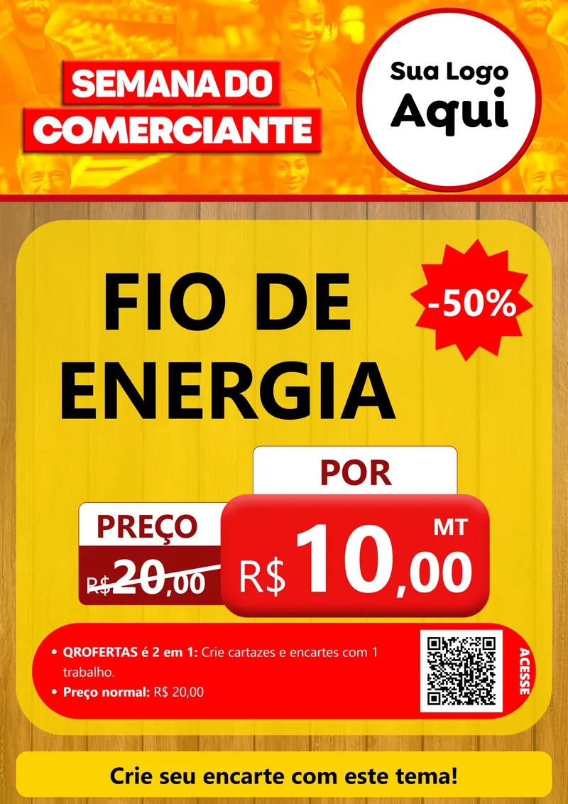 Modelo de Cartaz para Cartaz A4 Vertical com o tema Semana do Comerciante para Materiais Elétricos
