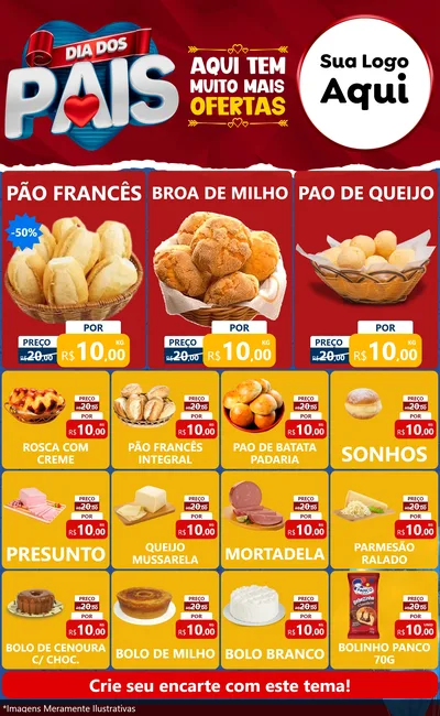 Modelo de Encarte para Encarte Grande com o tema Dia dos Pais para Padaria