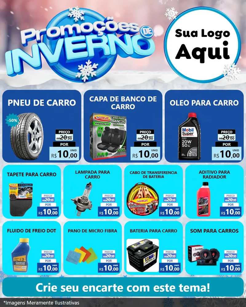 Modelo de Rede Social para Feed Instagram com o tema Promoções de Inverno para Auto peças