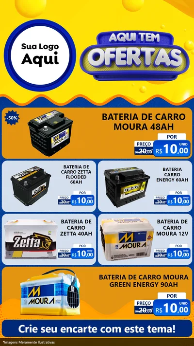 Modelo de TV para TV Vertical com o tema Aqui Tem Ofertas para Baterias Elétricas