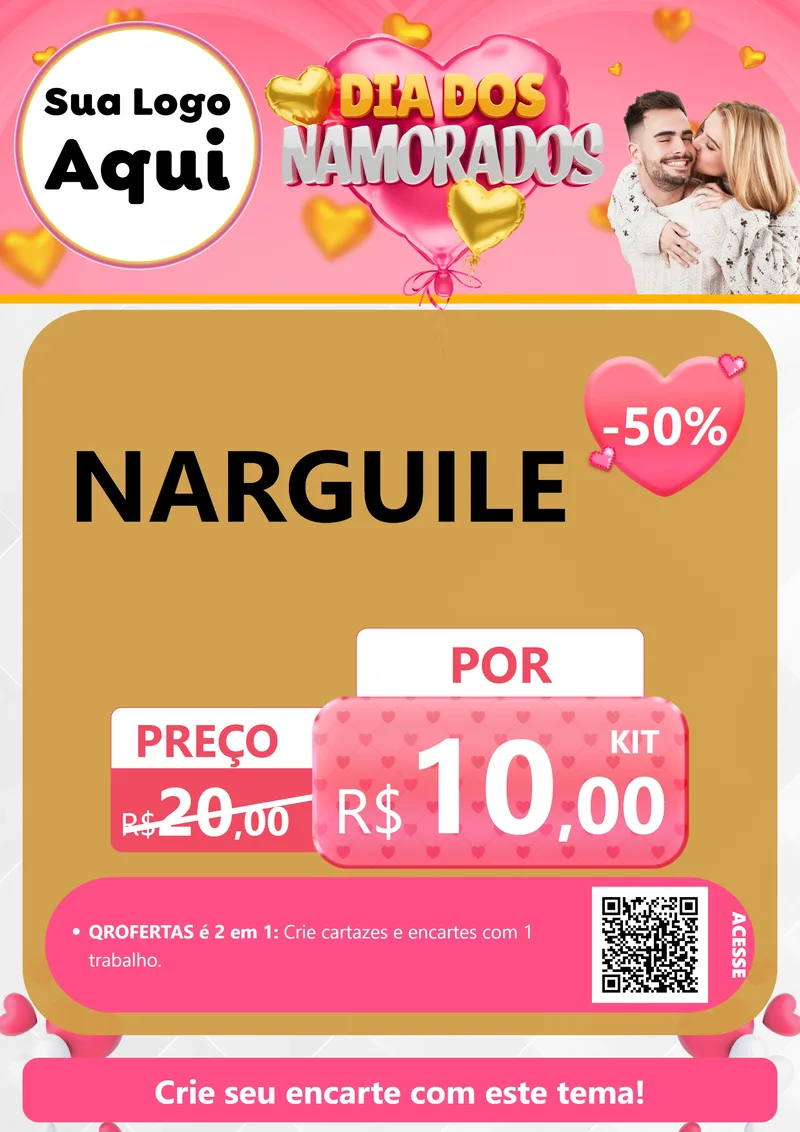 Modelo de Cartaz para Cartaz A4 Vertical com o tema Dia dos Namorados para Tabacaria