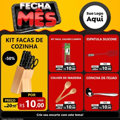Modelo de Rede Social para Feed Facebook com o tema Fecha Mês para Utilidades Domésticas
