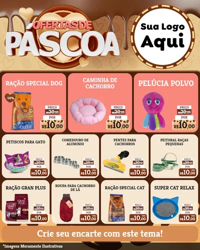 Modelo de Rede Social para Feed Instagram com o tema Ofertas de Páscoa para Pet Shop