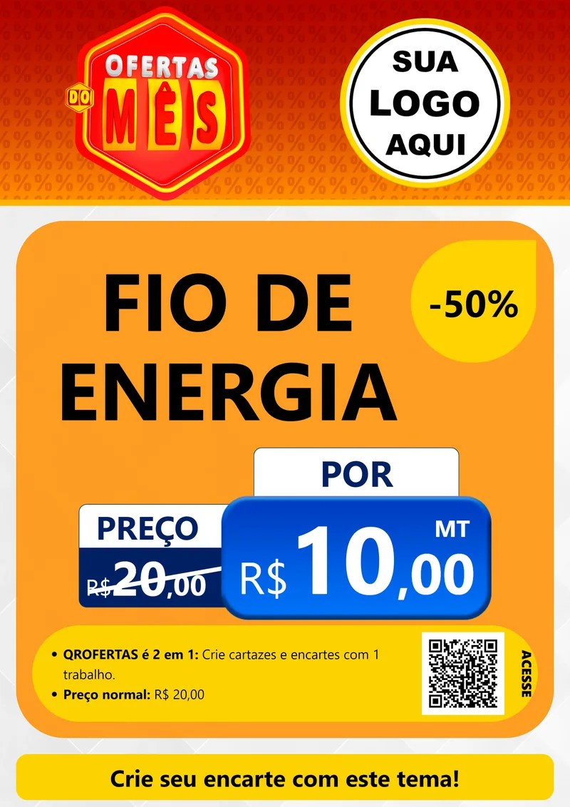 Modelo de Cartaz para Cartaz A4 Vertical com o tema Ofertas do Mês para Materiais Elétricos