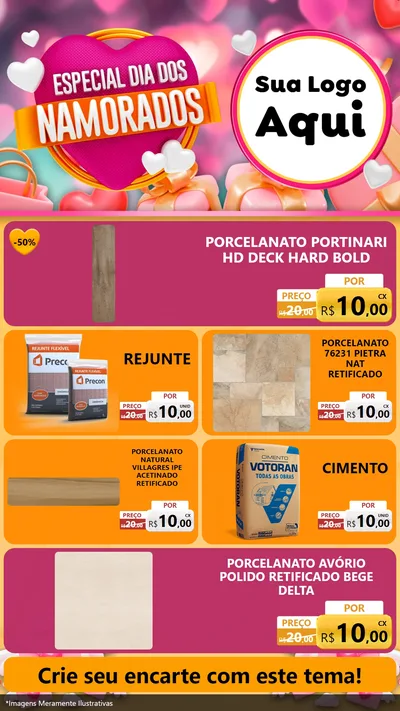 Modelo de TV para TV Vertical com o tema Especial Dia dos Namorados para Pisos e revestimentos