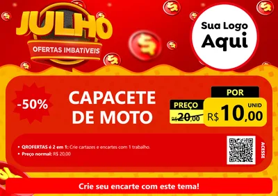Modelo de Cartaz para Cartaz A4 Horizontal com o tema Julho Ofertas Imbatíveis para Moto peças
