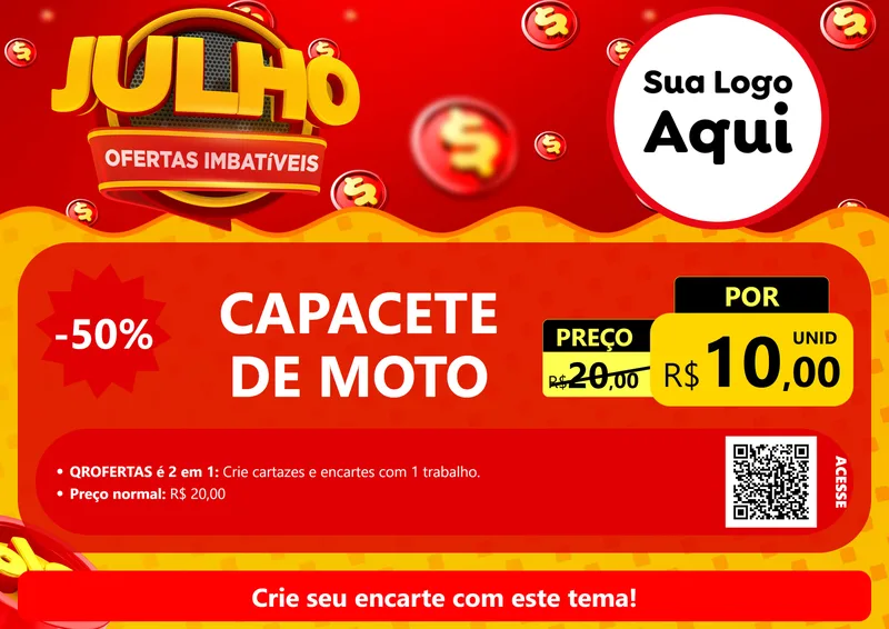 Modelo de Cartaz para Cartaz A4 Horizontal com o tema Julho Ofertas Imbatíveis para Moto peças