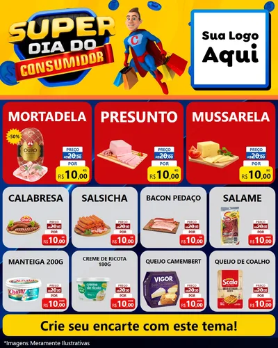Modelo de Rede Social para Feed Instagram com o tema Super Dia do Consumidor para Frios e Laticínios