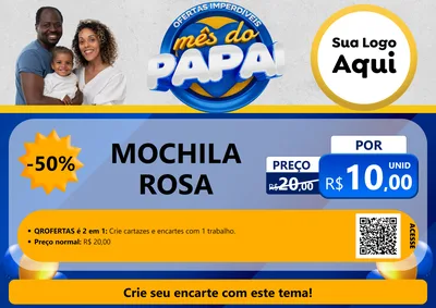 Modelo de Cartaz para Cartaz A4 Horizontal com o tema Ofertas Imperdíveis Mês Do Papai para Papelaria