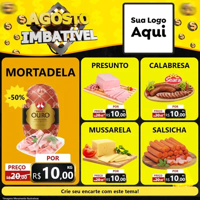 Modelo de Rede Social para Feed Facebook com o tema Agosto Imbatível para Frios e Laticínios