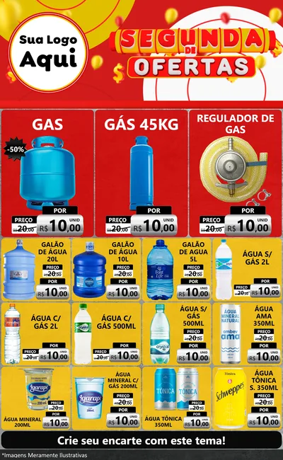 Modelo de Encarte para Encarte Grande com o tema Segunda de Ofertas para Água e gás