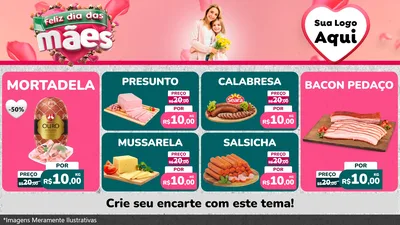 Modelo de TV para TV Horizontal com o tema Feliz Dia das Mães para Frios e Laticínios