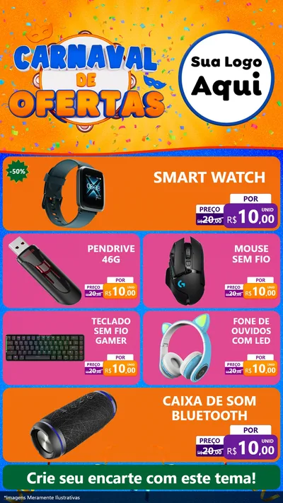 Modelo de TV para TV Vertical com o tema Carnaval de Ofertas para Informática