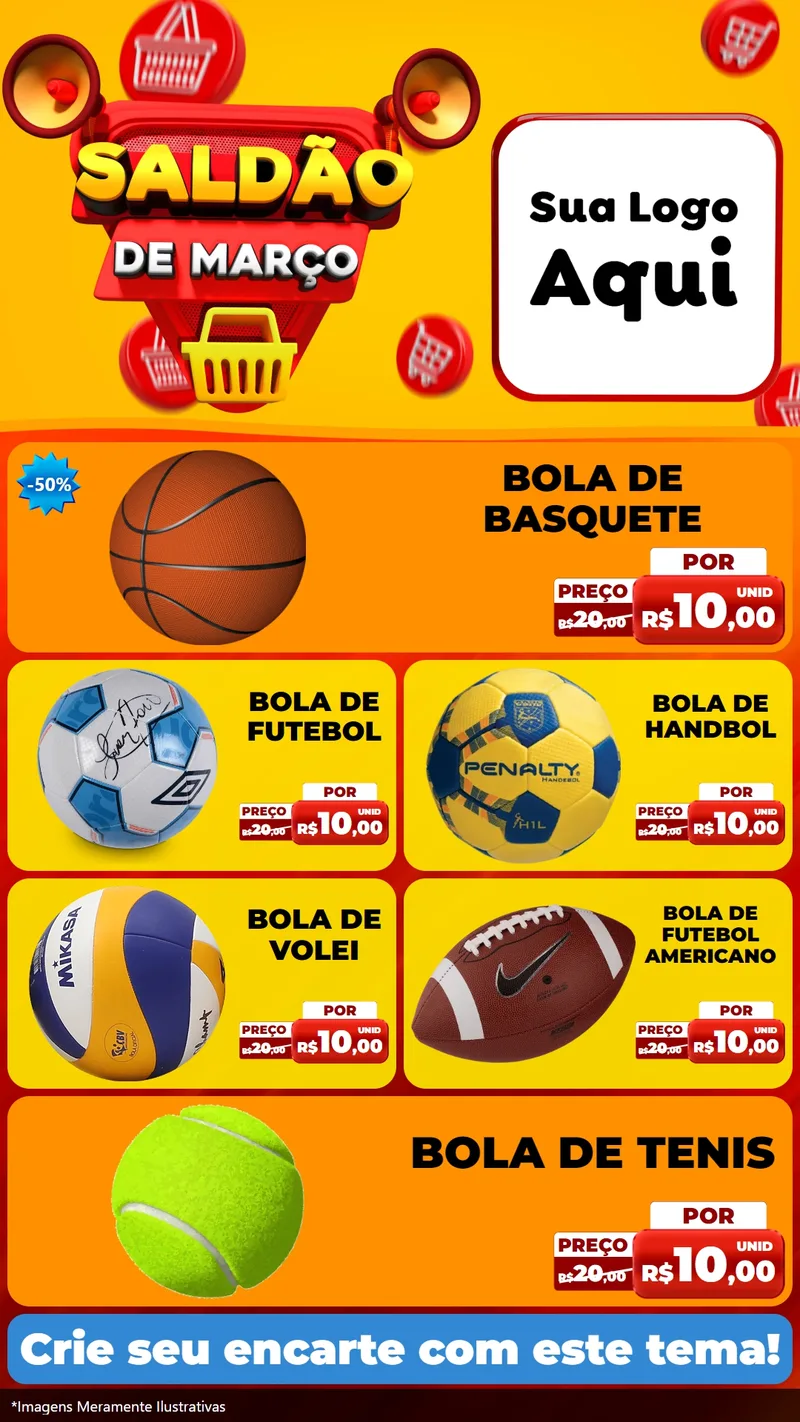 Modelo de TV para TV Vertical com o tema Saldão de Março para Artigos Esportivos