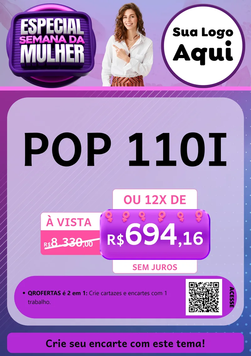 Modelo de Cartaz para Cartaz A4 Vertical com o tema Especial Semana da Mulher para Concessionaria de Motos