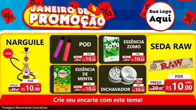 Modelo de TV para TV Horizontal com o tema Janeiro de Promoção para Tabacaria
