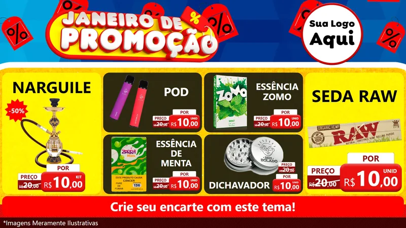Modelo de TV para TV Horizontal com o tema Janeiro de Promoção para Tabacaria
