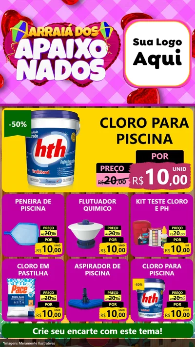 Modelo de Rede Social para Stories com o tema Arraiá dos Apaixonados para Produtos para Piscina